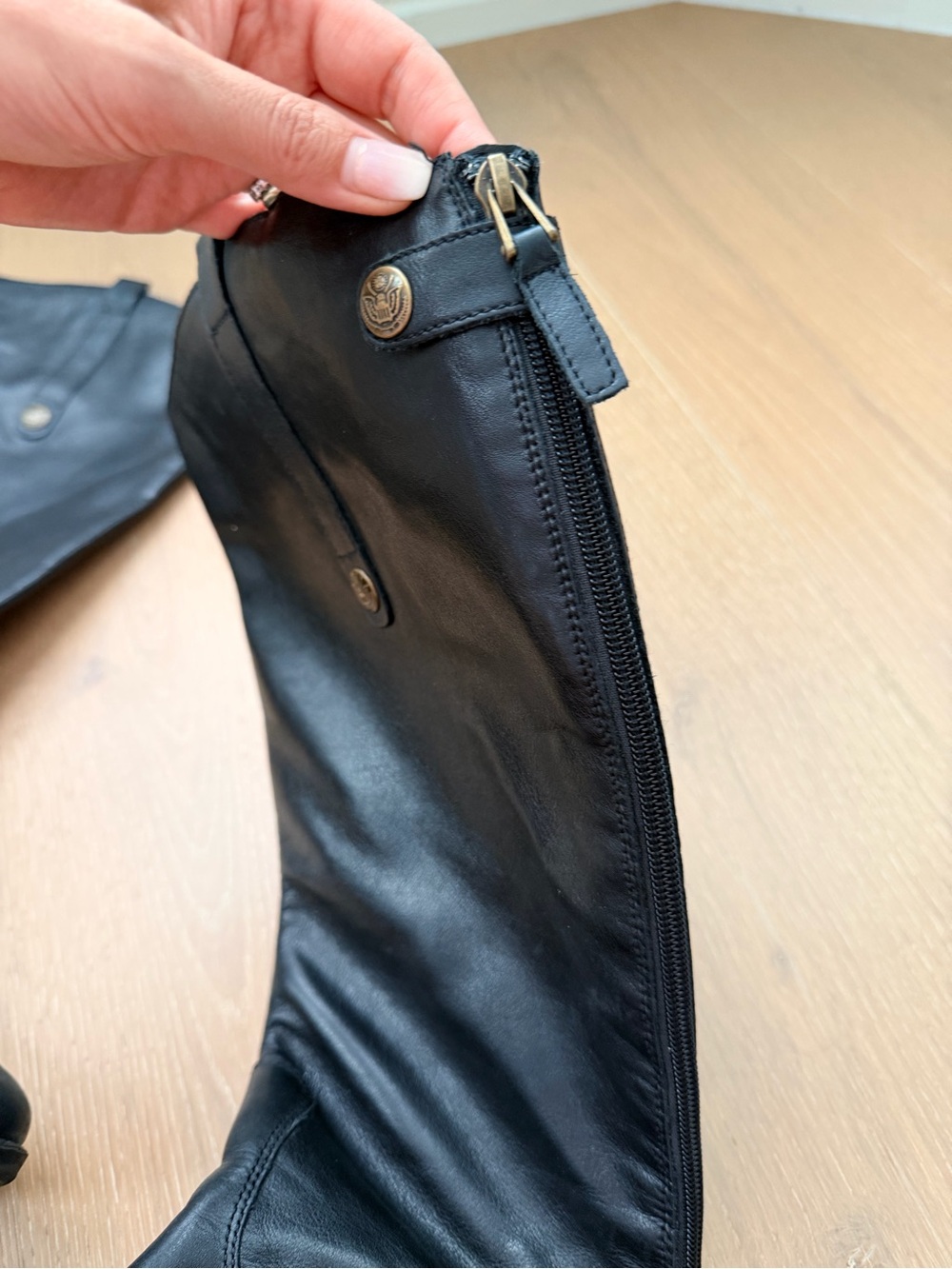 Sam Edelman Black Leather Over-the-Knee Riding Boots Wide Calf - Picture 4 of 6